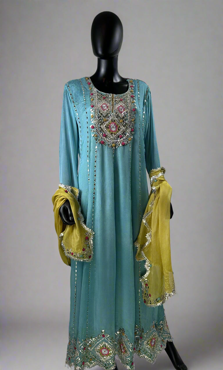 Gota Patti 2 Peice Long Anarkali Set