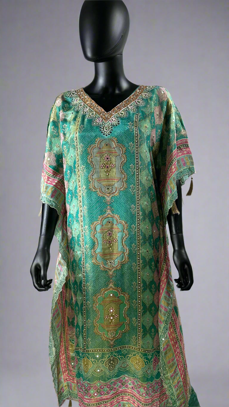 Sea Green Kaftan 2 Piece set