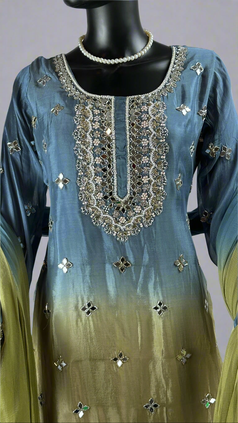 Grey and Green shade Gharara