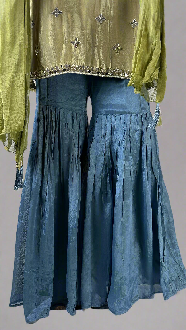 Grey and Green shade Gharara