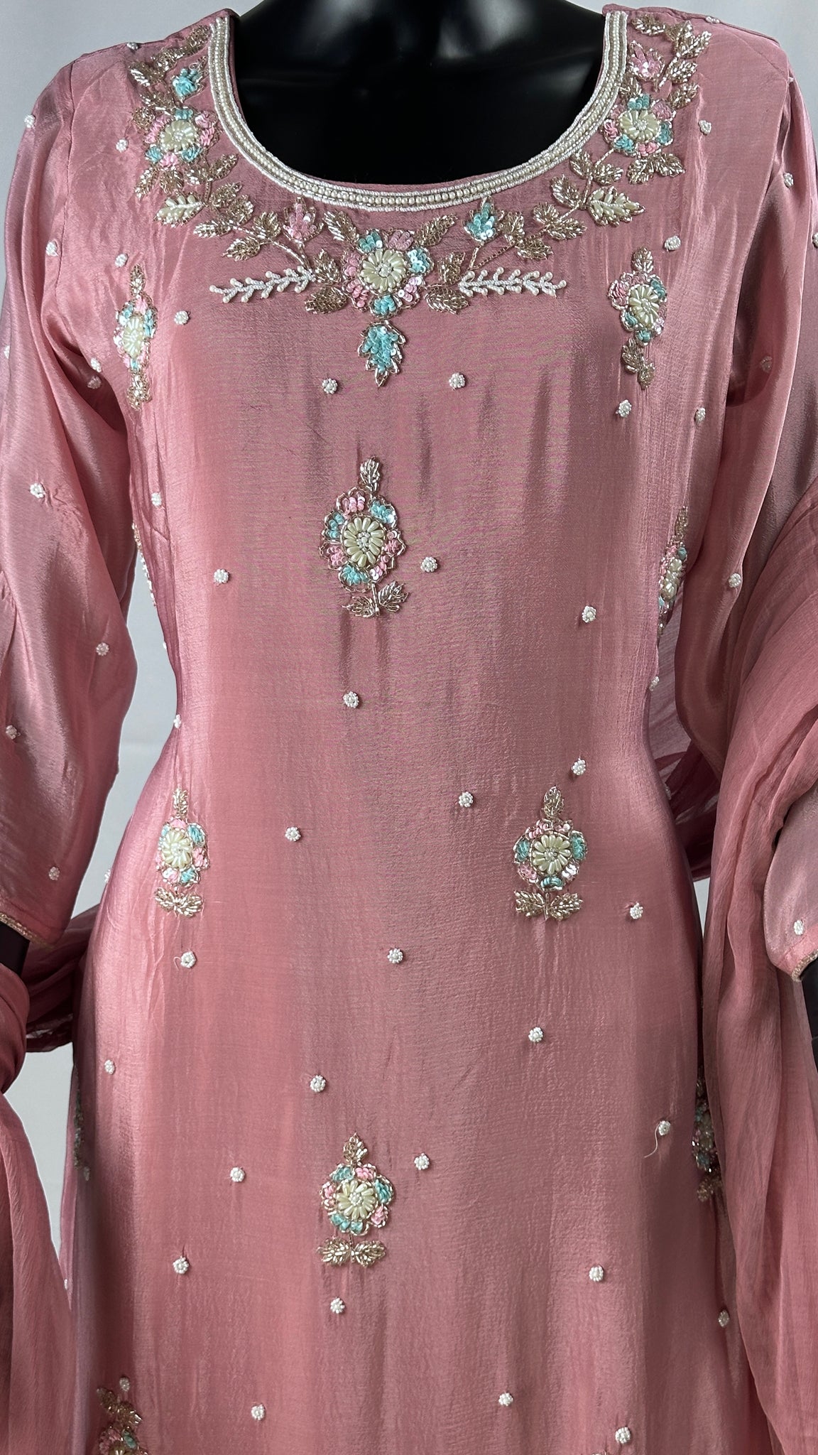 Dusty Pink Straight Cut Palazzo 3 Piece set