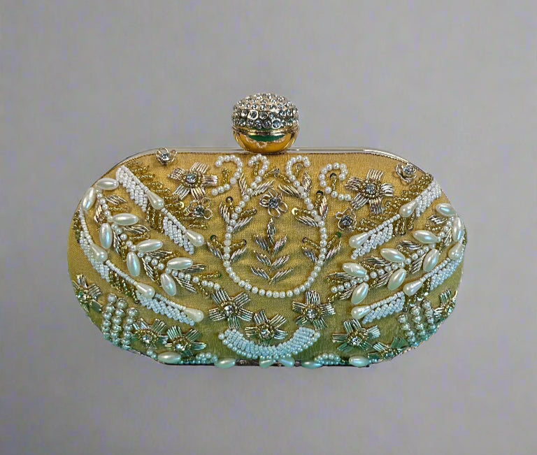Pearl, Zardozi Work Clutch