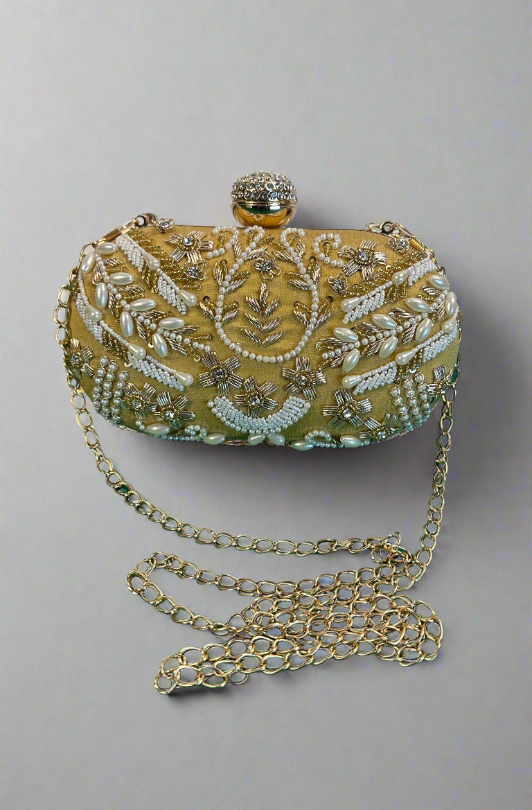 Pearl, Zardozi Work Clutch