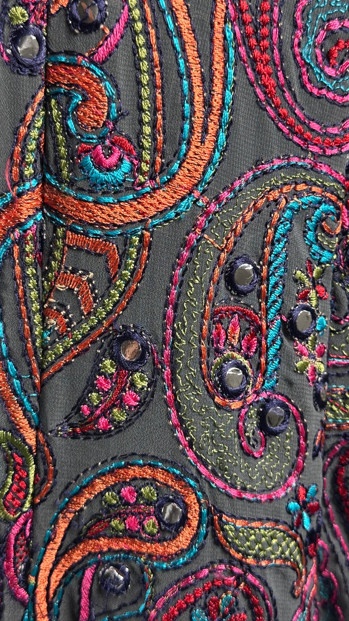 Grey Long Gown With Multicolor Embroidery Shrug