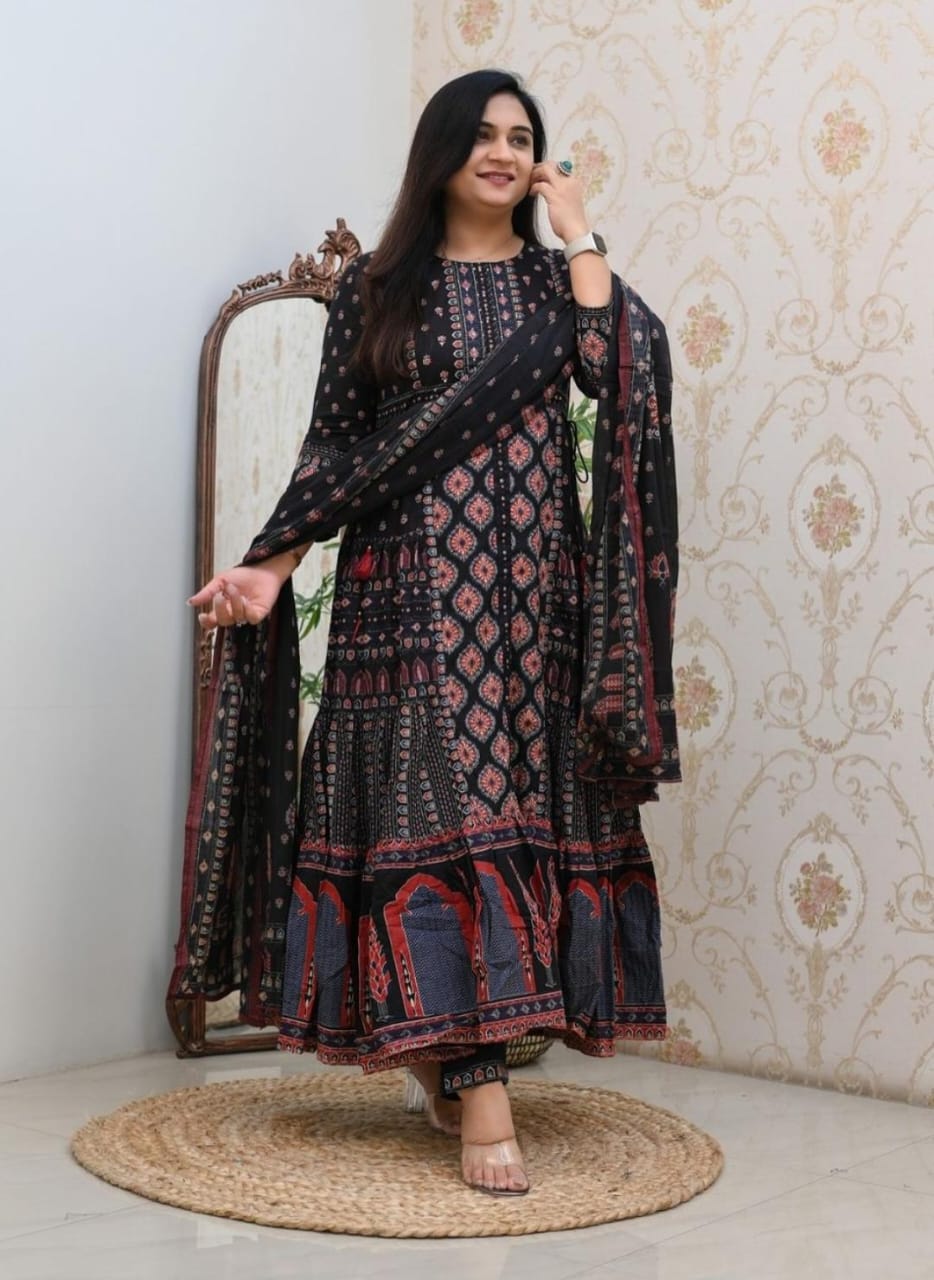 Cotton Print Anarkali 3 Piece suit