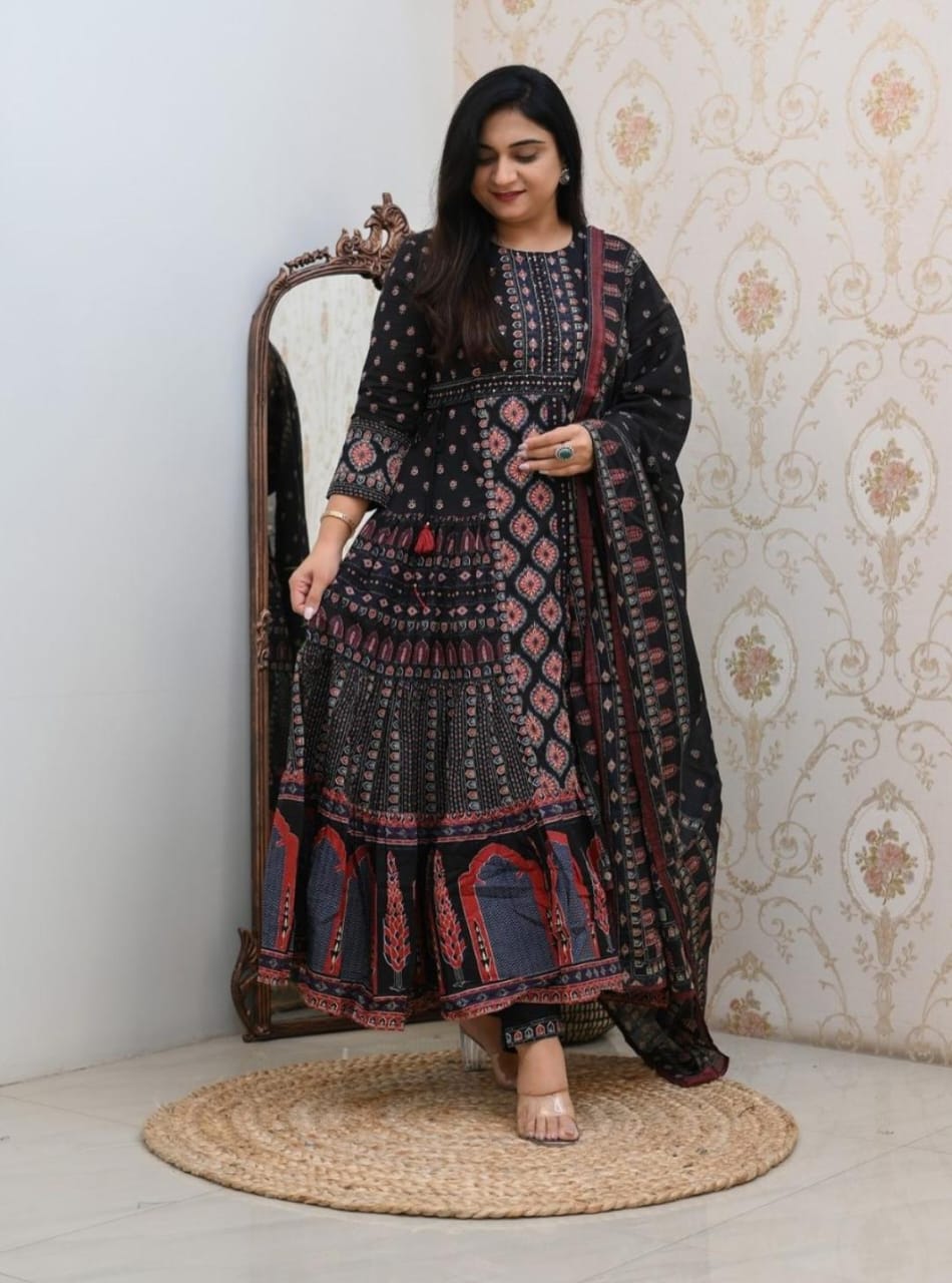 Cotton Print Anarkali 3 Piece suit