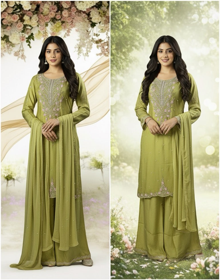 Lemon Yellow Straight Cut Palazzo 3 Piece set