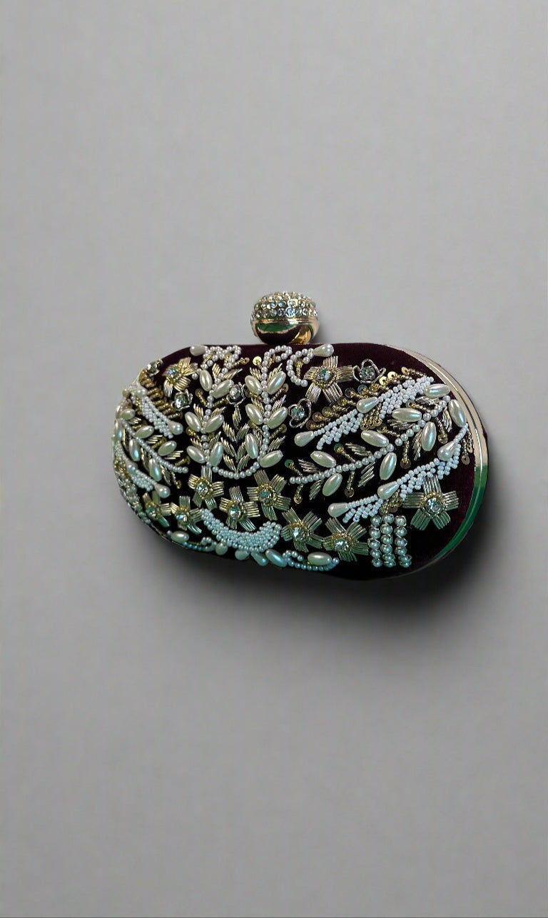 Maroon Zardozi, Pearl And Stone Work