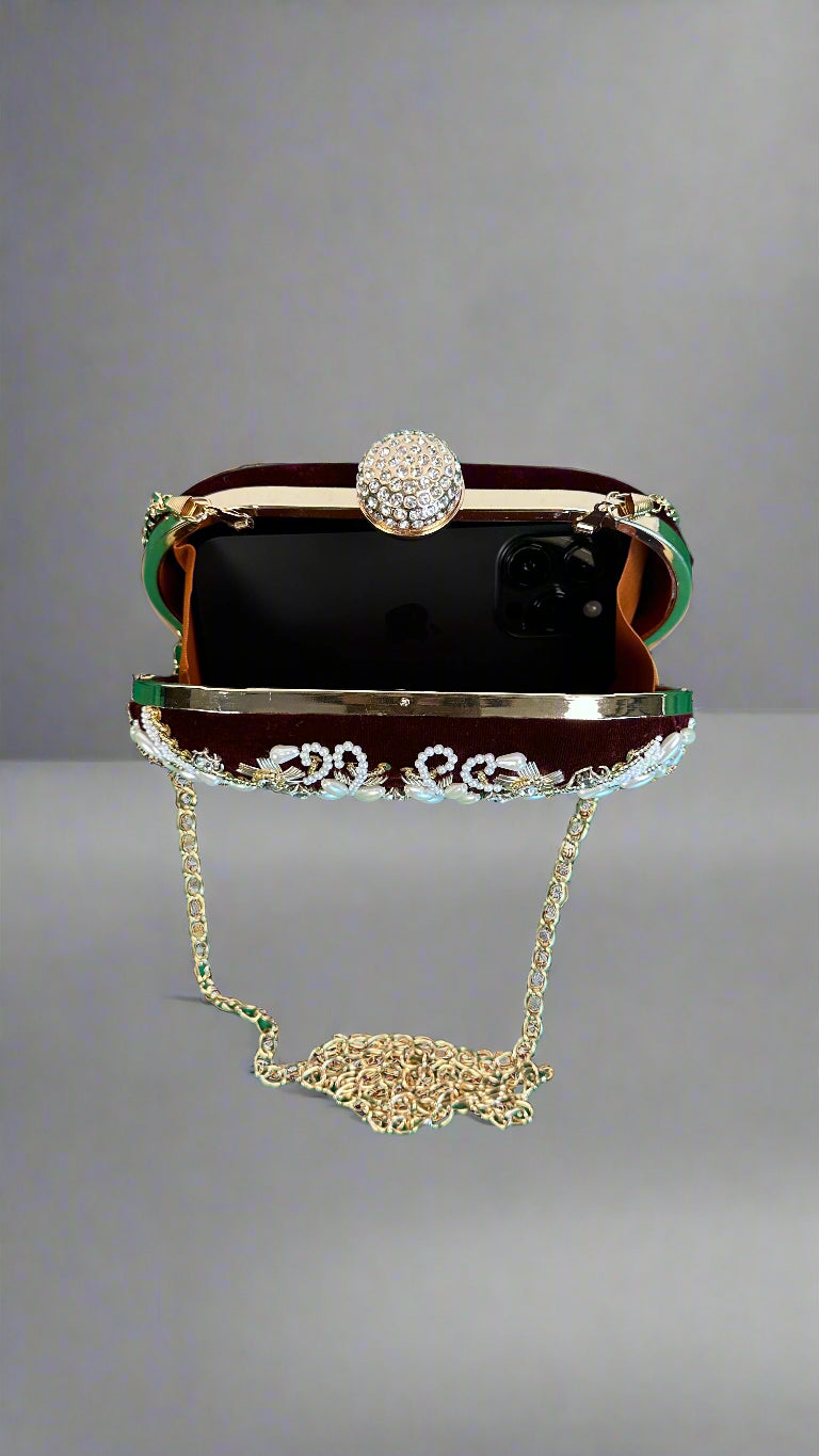 Maroon Zardozi, Pearl And Stone Work