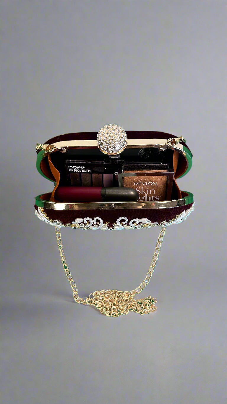 Maroon Zardozi, Pearl And Stone Work