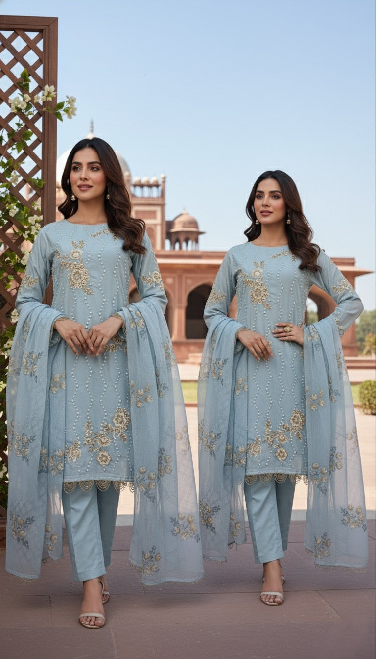 3 Piece Blue Straight Cut Suit