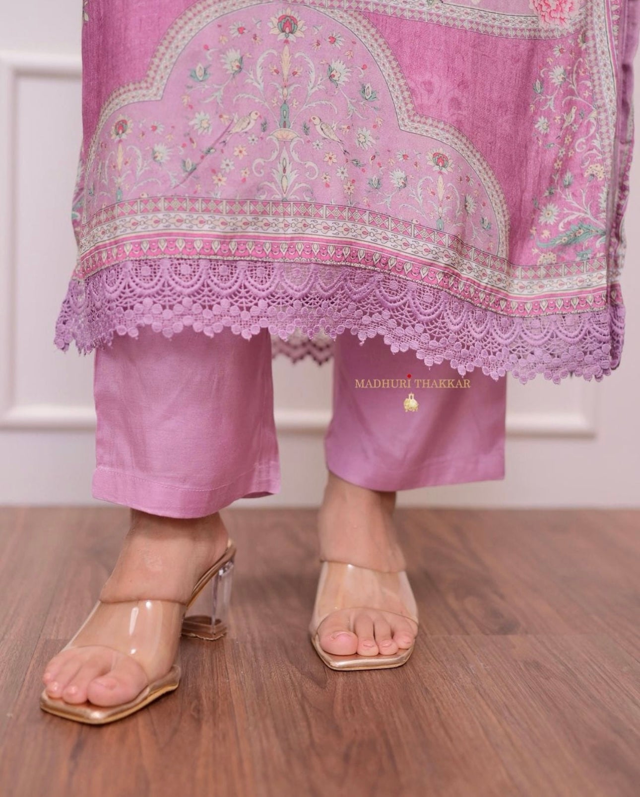 Pink Cotton Print  Straight cut suit