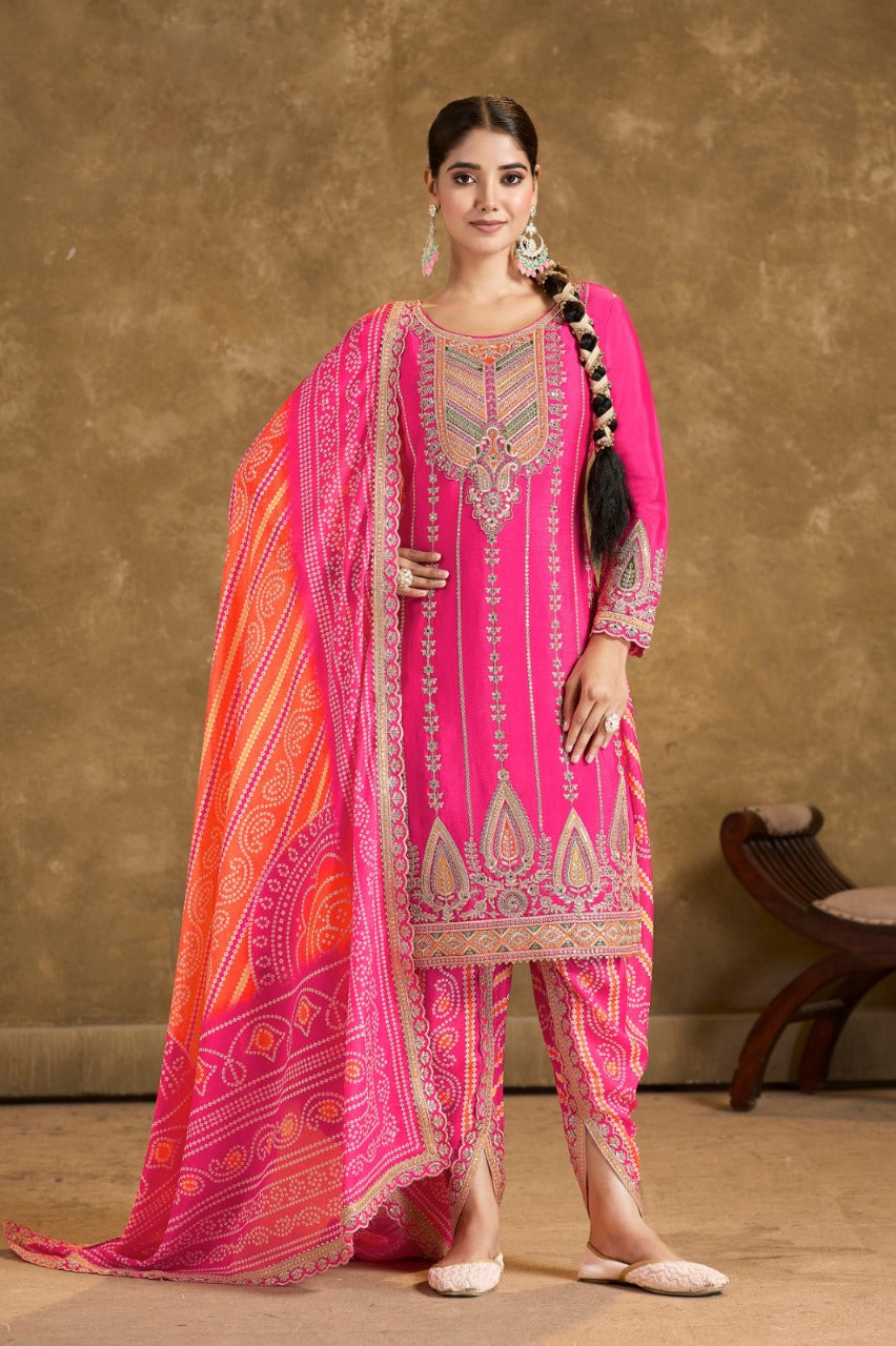 Bandhani Print suit Pink