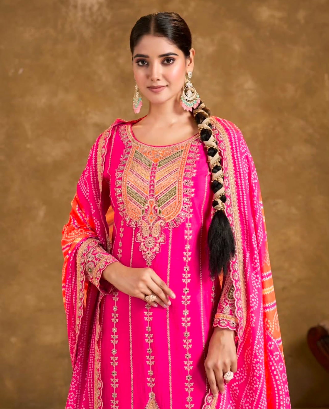 Bandhani Print suit Pink