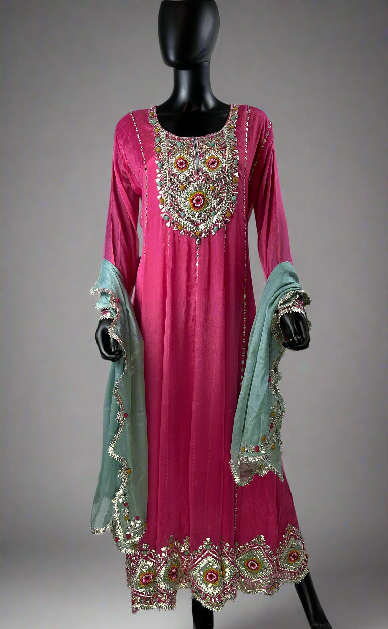 Gota Patti 2 Peice Long Anarkali Set