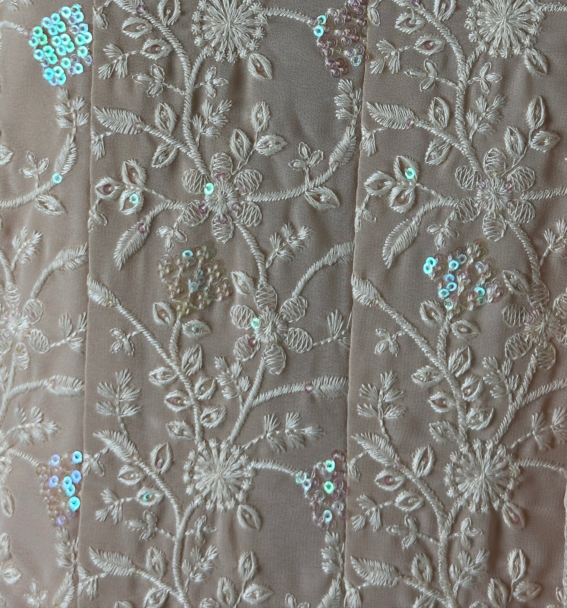 Peach Long Chikankari Work Gown
