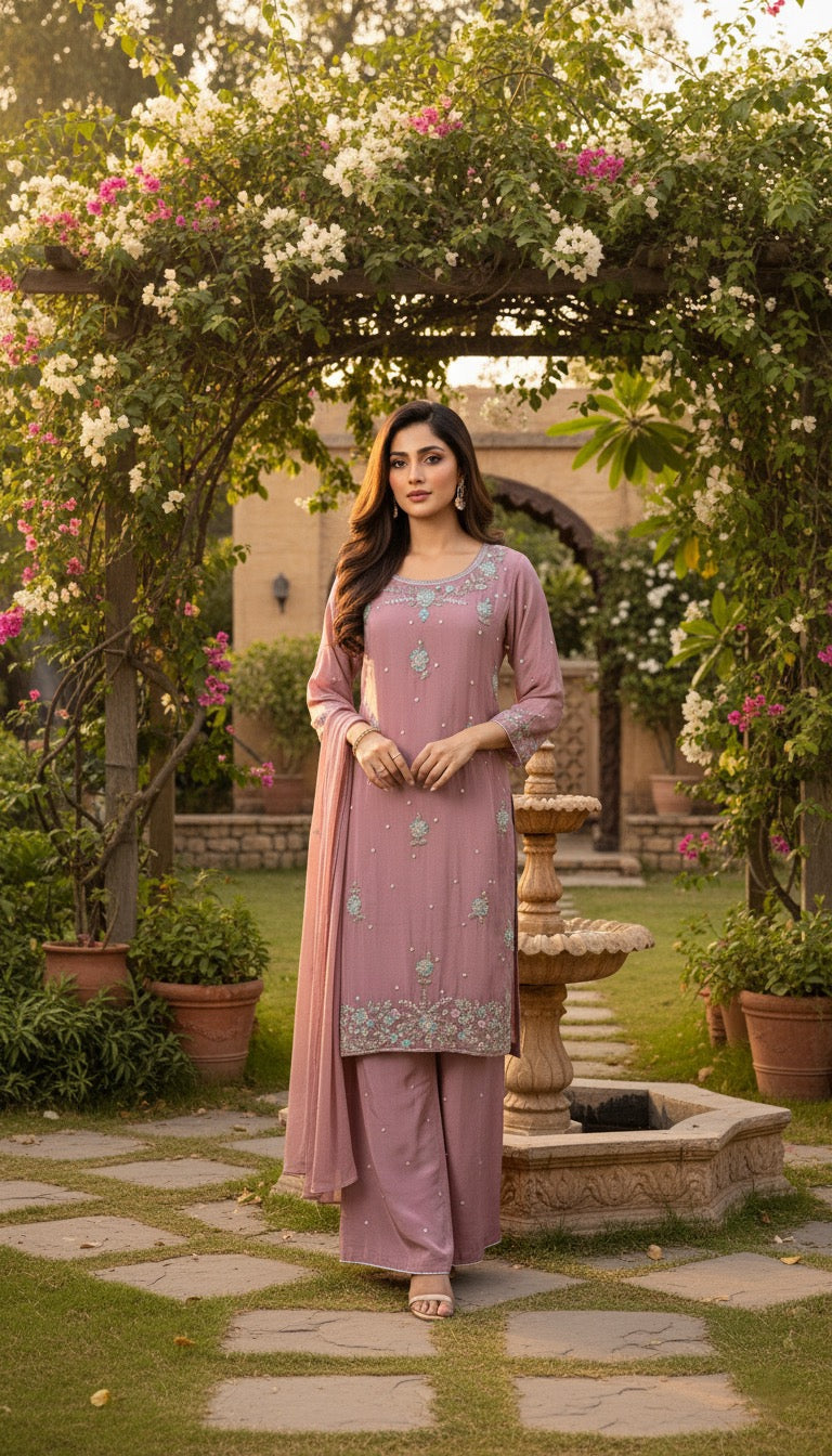 Pink Palazzo Suit Set