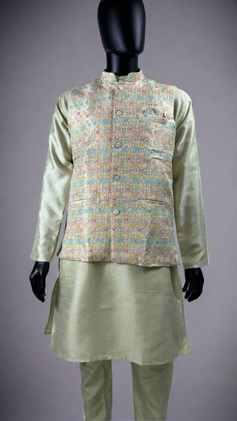 Waistcoat Kurta 3 Piece Set