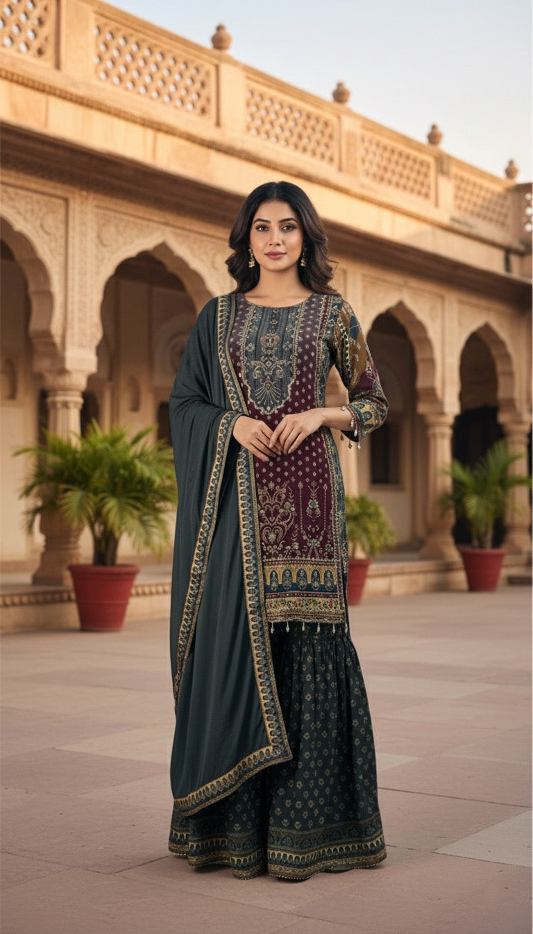 Rajwadi Print Gharara Set