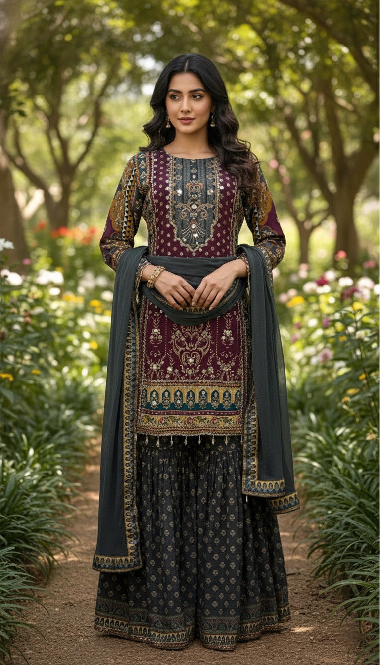 Rajwadi Print Gharara Set