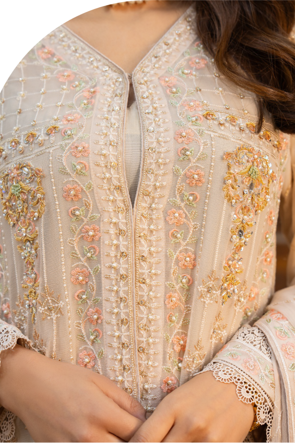 Beige 3 Piece Pakistani  Suit