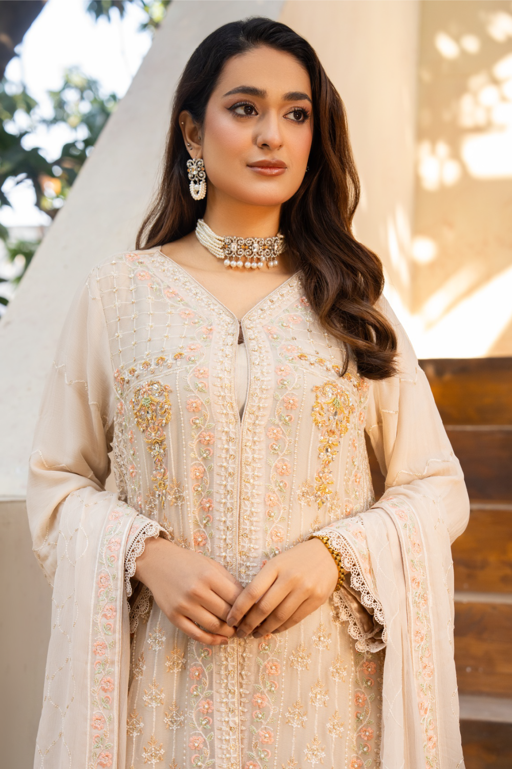 Beige 3 Piece Pakistani  Suit