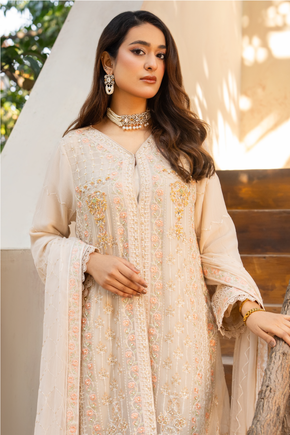 Beige 3 Piece Pakistani  Suit
