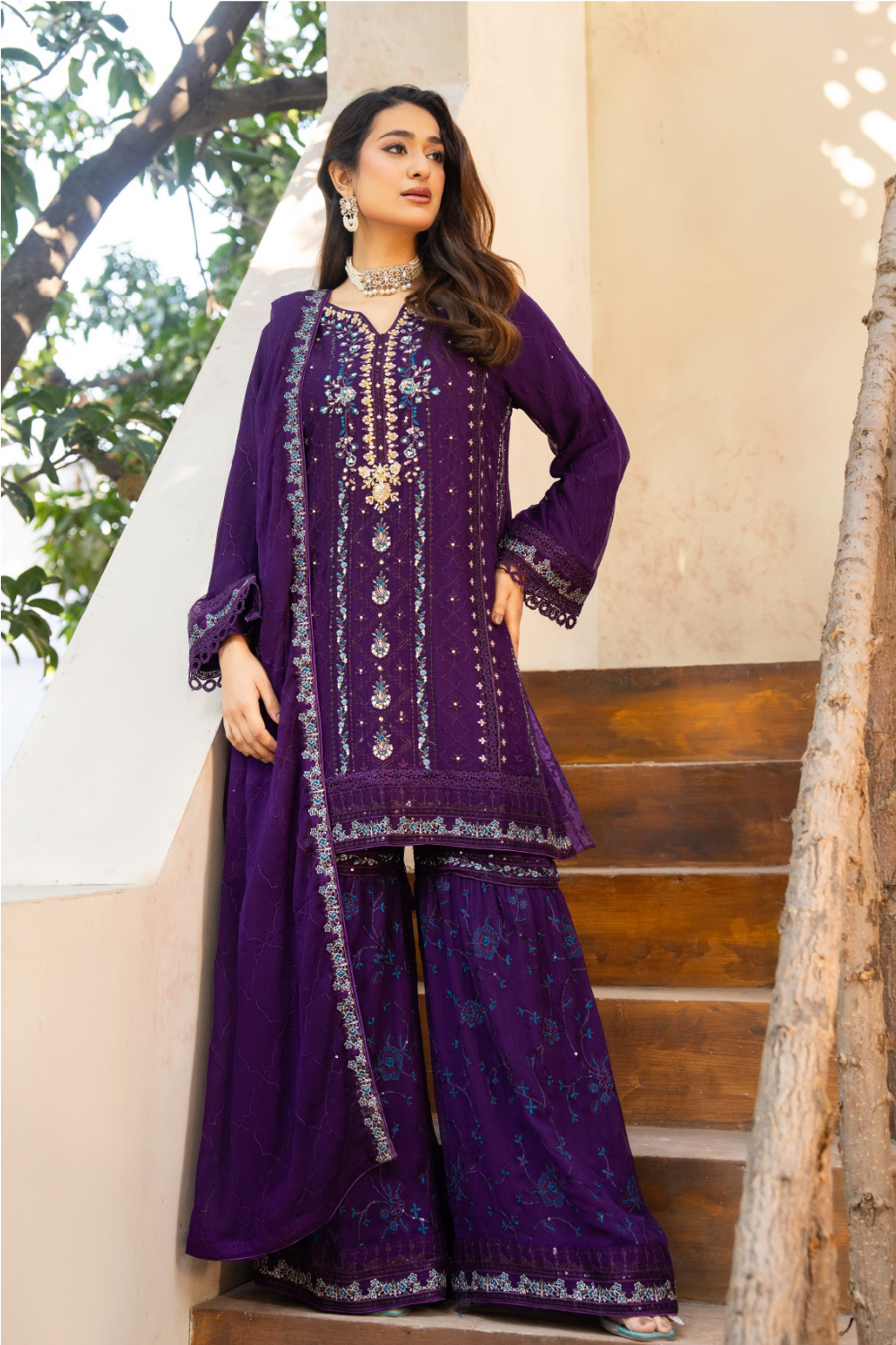 Purple Pakistani Style Gharara