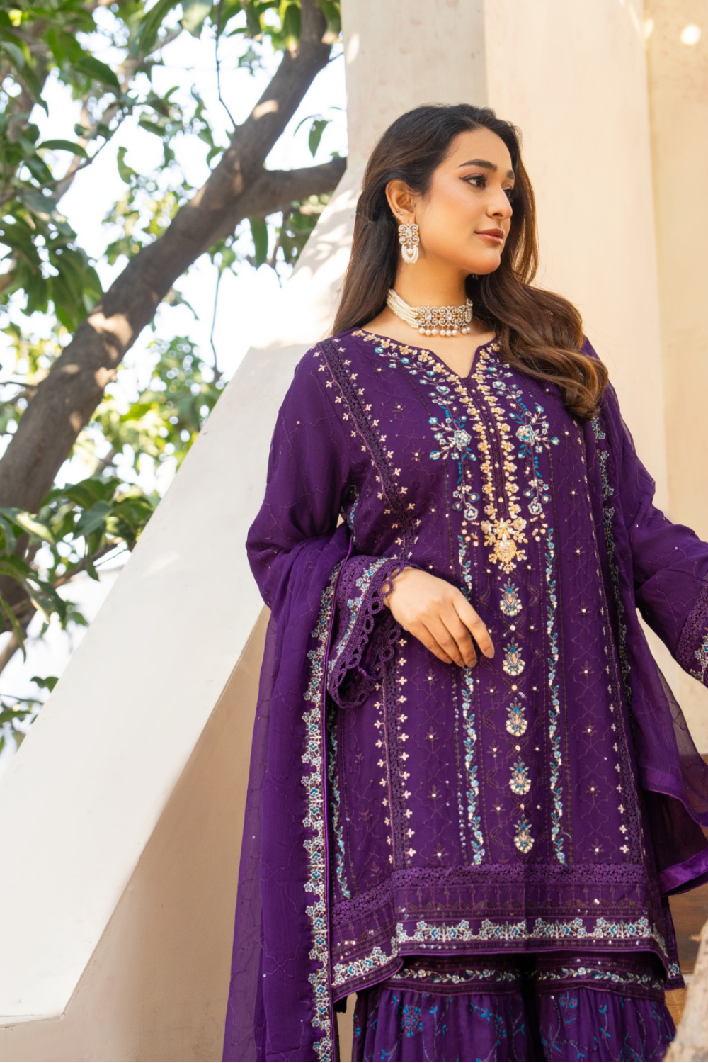 Purple Pakistani  Style Gharara