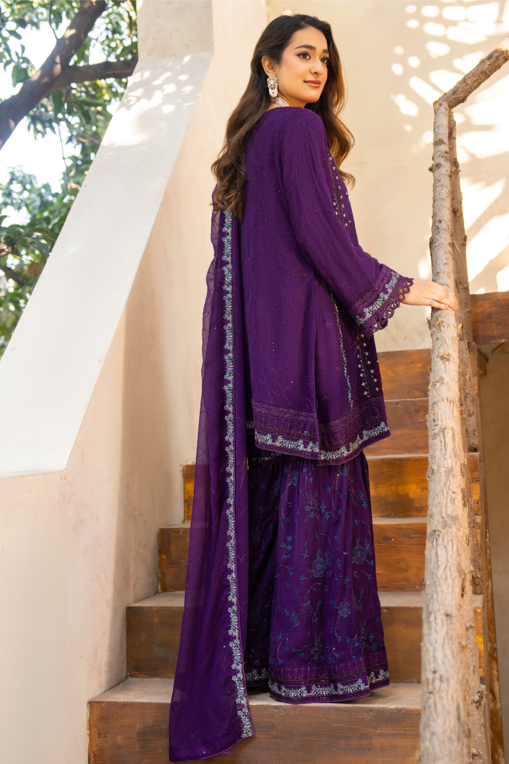Purple Pakistani  Style Gharara