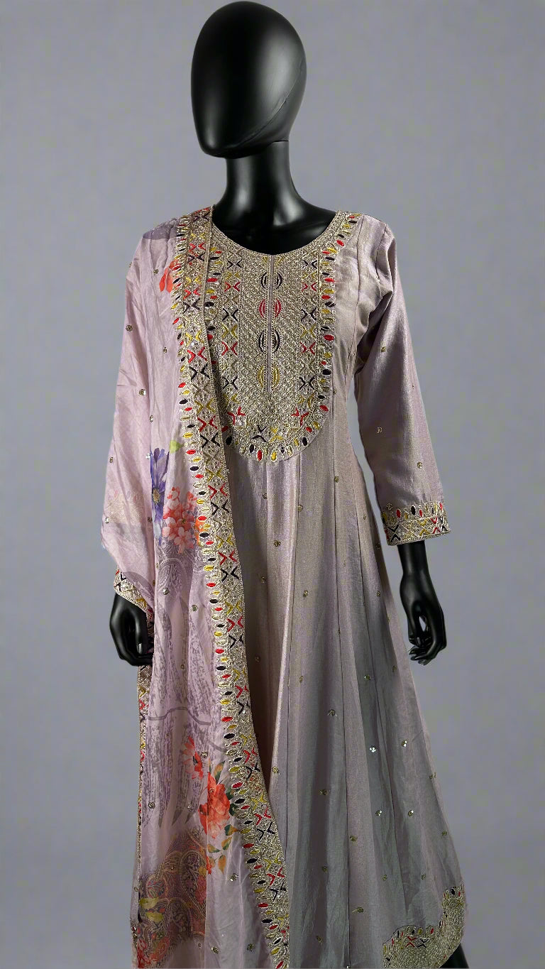 Violet Anarkali Gown 2 Piece Set