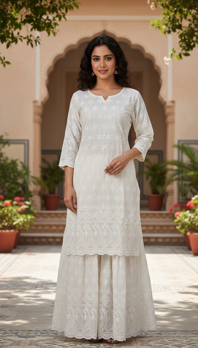 Off White Gharara 2 Piece Set