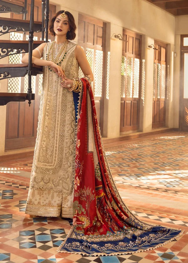 Off White Straight Cut Suit With Printed Silk Dupatta